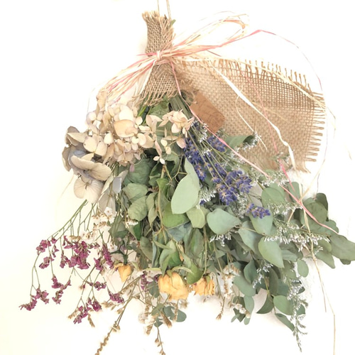 ユーカリとドライフラワー のスワッグ 13 ドライフラワー