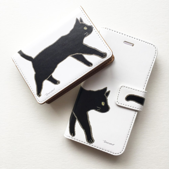 黒猫しっぽ手帳型スマホケース【Android/iPhoneケース】 5枚目の画像
