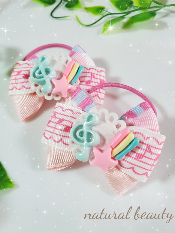 新作❗大人気‼️キッズ用☆音符柄リボンのヘアゴム 雑貨・その他