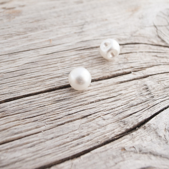 簡單設計的珍珠按鈕＃484 1孔8mm C /＃白色珍珠白**每套30 ** 第2張的照片