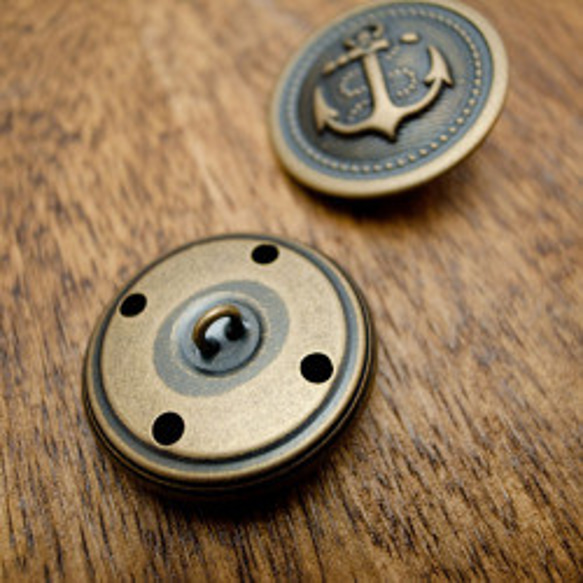 【丸型(マリンボタン)】メタル（真鍮）ボタン#M503 1穴30mm　C/#AGアンティークゴールド *10個セット* 3枚目の画像