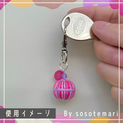 7)てまりのキーホルダー＊sosotemari＊ チェリー/ピンク/桃色/チャーム/手毬/ミニ 4枚目の画像