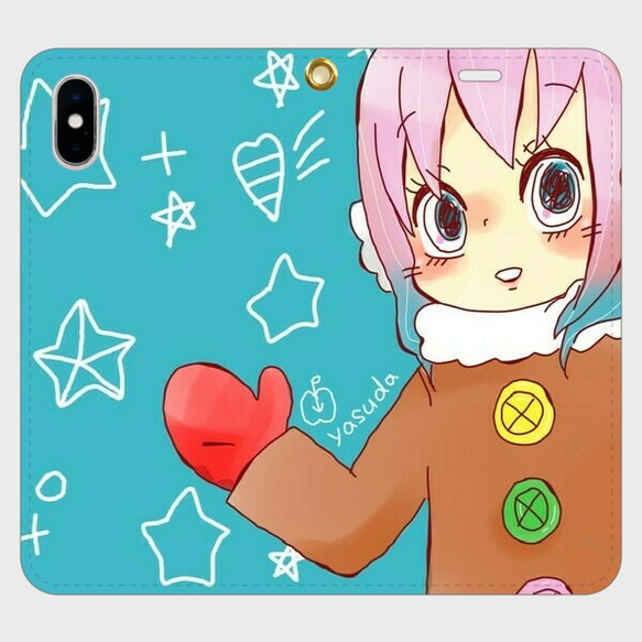 冬の女の子の帯なしスマホケース 1枚目の画像