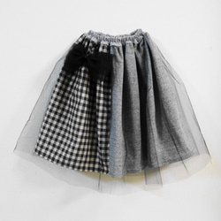 【みやちゃん様専用商品】ギンガムチェックとグレーのチュールスカート size140 1枚目の画像