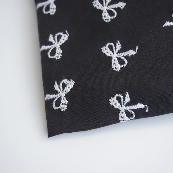 インナーバッグ巾着(オムツ/貴重品)リボン刺繍 6枚目の画像