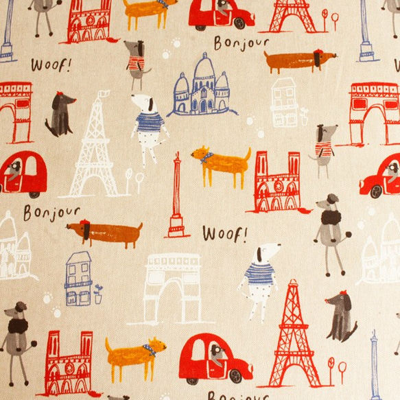 新入荷！『B&B Fabrics　パリの街　プリント生地　巾約140cm』～50cm単位でカット～ 1枚目の画像