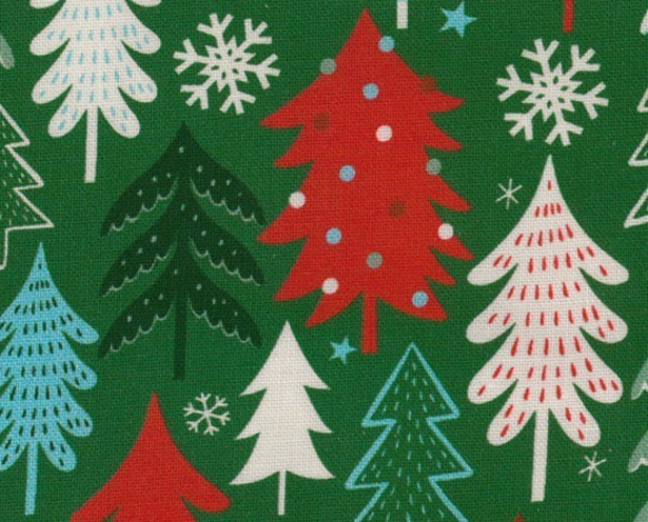 カットクロス！Moda モダ『 JOLLY SEASON　クリスマスツリー　グリーン』～55㎝×50㎝でカット済み～ 2枚目の画像