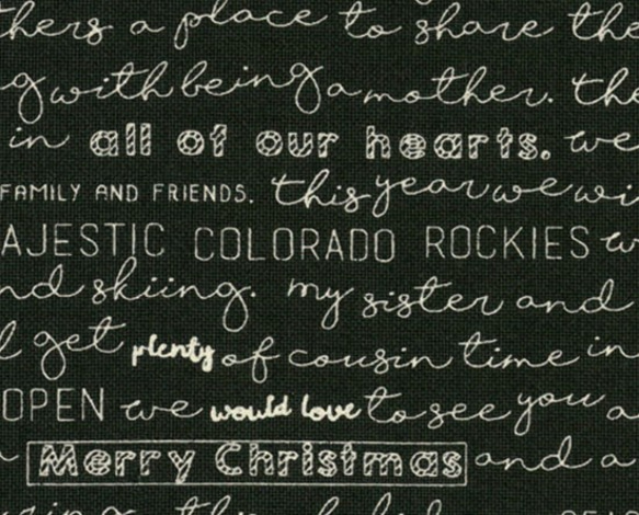 USAプリント！Moda モダ『THE CHRISTMAS CARD　クリスマス　英字　ブラック』～50㎝単位でカット～ 2枚目の画像