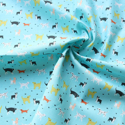 新入荷！USA製♪『FIGO Fabrics　ドッグラン　ブルー地　小さな犬柄』～50㎝単位でカット～ 3枚目の画像