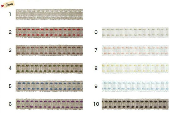 新入荷♪リネンテープ『レッドステッチリボン　№3　ブラウン』〜8mm幅　5ｍ　ボビン巻き～ 5枚目の画像