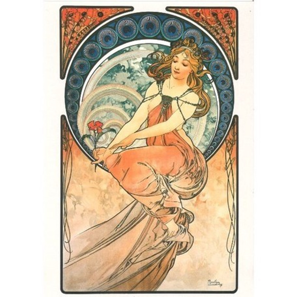 新柄入荷！ドイツ！『ミュシャ ポストカード　Mucha, Alfons』 ～同柄2枚セット～ 1枚目の画像