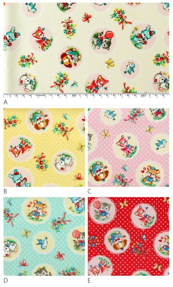 新入荷♪『 QUILT GATE Kawaii Friends　コットン布地　Ｅーレッド』～50㎝単位でカット〜 4枚目の画像