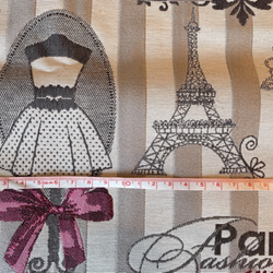 再入荷！フランスより届きました！『ジャガード織 　パリス　リボン柄　70cm巾×50㎝単位でカット』 2枚目の画像