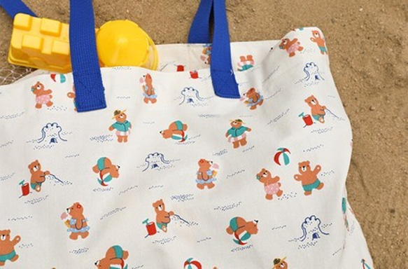 新入荷！ご進級・入園準備にも！『Beach bear　オックス生地』～約50㎝単位でカット～ 3枚目の画像