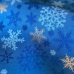 クリスマス！『2021Christmas Collection  雪の結晶　Dブルー×シルバー』～50cm単位でカット～ 2枚目の画像