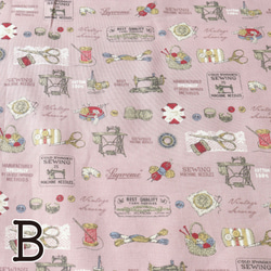 handmadeオーダー生地Ｂ 人気生地！『Quilters collection ソーイング柄 Bーピンク』～50㎝単位
