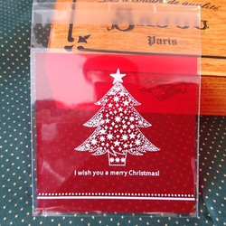 人気の２色セット！『クリスマスラッピング　OPP袋　テープ留め付き！正方形！』～２色各15枚ずつ　計30枚セット～ 5枚目の画像