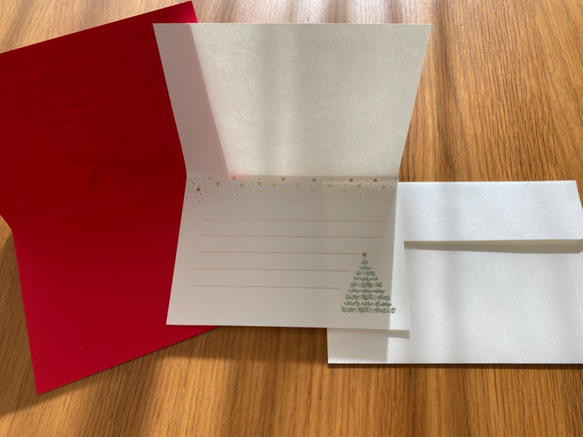 再入荷！イタリア製　大人のクリスマスカード『エンボス加工　きらきら箔押し　クリスマスツリー』～中紙付き～ 6枚目の画像