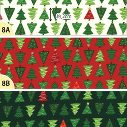 カットクロス！クリスマス生地！『クリスマスツリー柄　ゴールドラメ　8Ｂ－レッド』～48㎝でカット済み～ 5枚目の画像