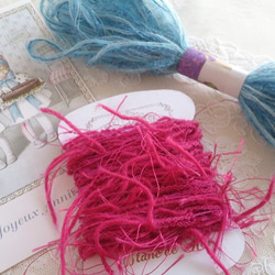 ちょこっとずつをセットに♪　イタリア製フリンジ糸と、ふわふわモヘア糸～2つセット～ 2枚目の画像