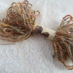 ちょこっと毛糸♪　イタリア製　ラメ糸も混ざった珍しい毛糸～茶色系～ 2枚目の画像