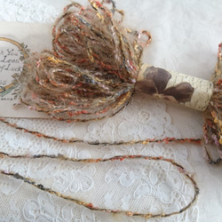 ちょこっと毛糸♪　イタリア製　ラメ糸も混ざった珍しい毛糸～茶色系～ 3枚目の画像