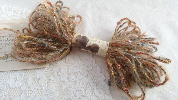 ちょこっと毛糸♪　イタリア製　ラメ糸も混ざった珍しい毛糸～茶色系～ 4枚目の画像
