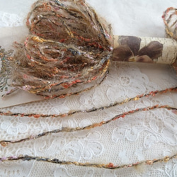 ちょこっと毛糸♪　イタリア製　ラメ糸も混ざった珍しい毛糸～茶色系～ 5枚目の画像