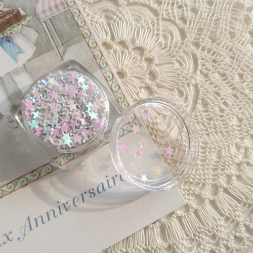 キラキラ可愛い 星型スパンコール 3g 約2mm 』～ホワイト～ デコパーツ