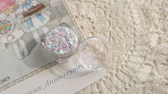 キラキラ可愛い 星型スパンコール 3g 約2mm 』～ホワイト～ デコパーツ