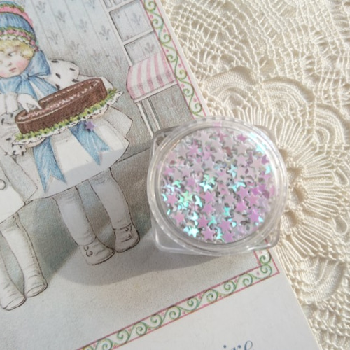 キラキラ可愛い 星型スパンコール 3g 約2mm 』～ホワイト～ デコパーツ