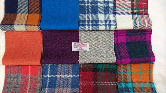 スコットランド伝統の毛織物！ ！『憧れのハリスツイードウールのカットクロス 12種類アソートFセット～ラベル1枚付き～ 2枚目の画像
