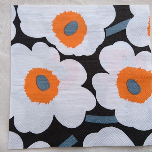 【新品】マリメッコ　Unikko レインポンチョ　ブラック ×ダークオレンジ 新品】マリメッコ Unikko レインポンチョ ブラック ×ダーク