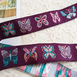 USAリボン♪『刺繍リボン　模様が綺麗な蝶リボン』～22㎜幅×1ｍ単位でカット～ 1枚目の画像