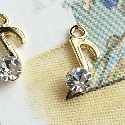 音符チャーム　ゴールド&ダイヤ ゴールド&ダイヤ音符チャーム