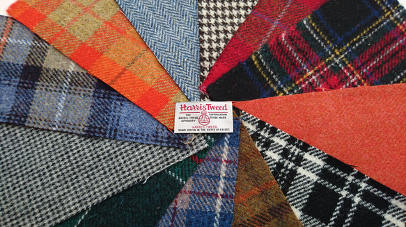 スコットランド伝統の毛織物！ ！『憧れのハリスツイードウールのカットクロス 12種類アソートMセット～ラベル1枚付き～ 4枚目の画像