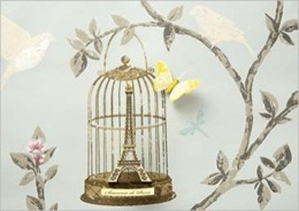 フランスより♪お洒落なカード『Eiffel cage 』 ～同柄2枚セット～ 1枚目の画像