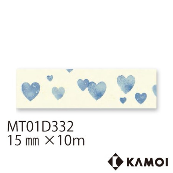 再入荷！『【KAMOI mt】マスキングテープ　ブルーハート柄』～15MM × 10m巻き　同柄2個セット～　 1枚目の画像