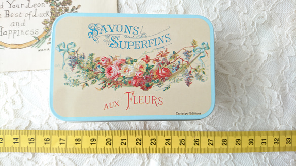 新商品！フランス製『アンティーク調のお洒落なプチ缶ボックス～バラ花柄～』 2枚目の画像