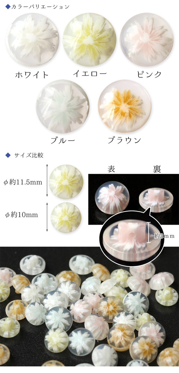 『花柄　ミルフィオリ風ボタン 10mm ♪』〜ブルー　6個セット～ 1枚目の画像