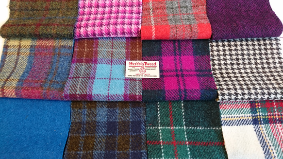 スコットランド伝統の毛織物！ 『憧れのハリスツイードウールのカットクロス 12種類アソートPセット～ラベル1枚付き～ 1枚目の画像