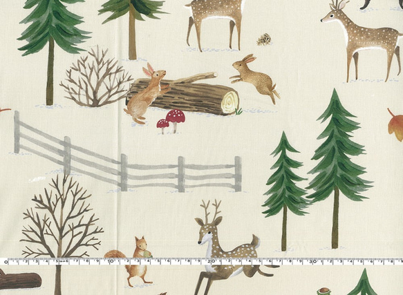 オランダ製　B&B FABRICS 『森の動物たち　140㎝巾』～50㎝単位でカット～ 2枚目の画像