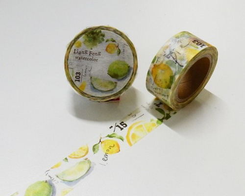 新入荷！『水彩と英字のデザインがお洒落♪ レモン柄 マスキングテープ