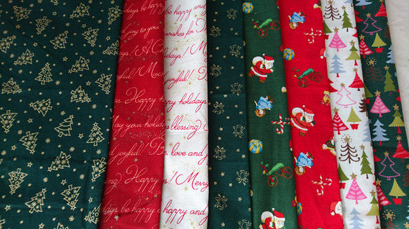 在庫限り！毎年人気♪クリスマスセット！『様々なカラーのクリスマス布地♪』～カットクロス8枚セット　2018⑥ 5枚目の画像