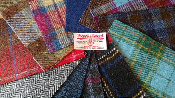 スコットランド伝統の毛織物！『憧れのハリスツイードウールのカットクロス 12種類アソートRセット～ラベル1枚付き～ 1枚目の画像