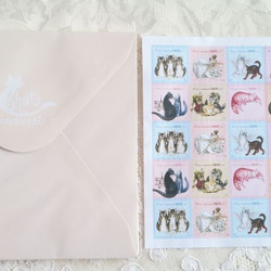 『猫のデザイン　カード・封筒10枚セット』〜シール付き〜 3枚目の画像