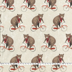 カットクロス！オランダ製　B&B FABRICS 『自転車とクマさん　140㎝巾』～45㎝でカット済み～ 2枚目の画像