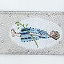 新商品！ドイツ『青いお花と女の子　刺繍リボン』～16㎜幅×50㎝単位でカット〜 3枚目の画像