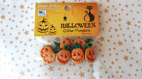 新商品！アメリカより『ハッピーハロウィン！ジャック・オ・ランタン　6個セット♪プラスチックボタン』 1枚目の画像