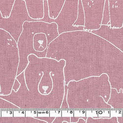 新入荷！『綿麻キャンパス生地　優しいお顔のクマ柄　Ａピンク』～50㎝単位でカット～ 2枚目の画像